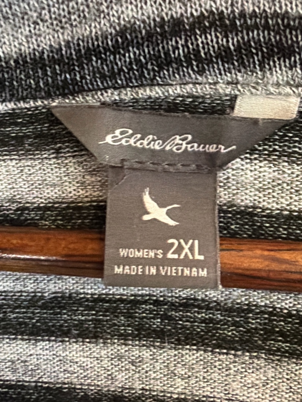 Eddie Bauer 2XL Striped Convertible Snap Cardigan Top Gray Black Cowl Neck Plus - Picture 5 of 8